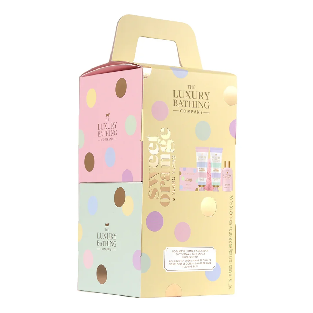 Set Cadou Ultimate Stacking Treats, Sweet Orange & Ylang Ylang, 5 Articole, The Luxury Bathing Company