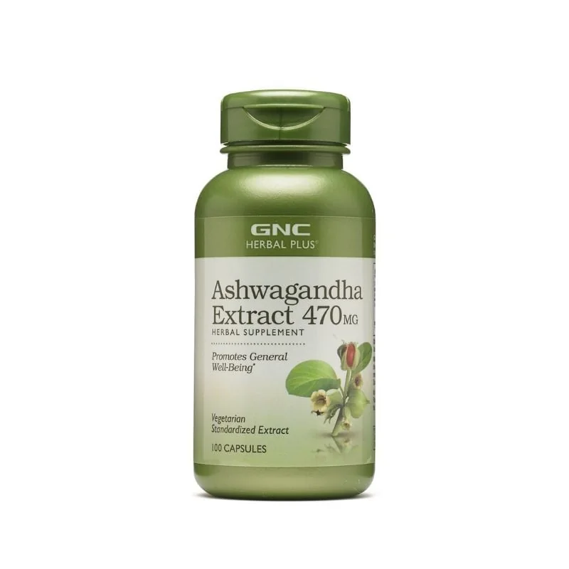 Ashwagandha Herbal Plus 470mg, 100 Capsule, GNC