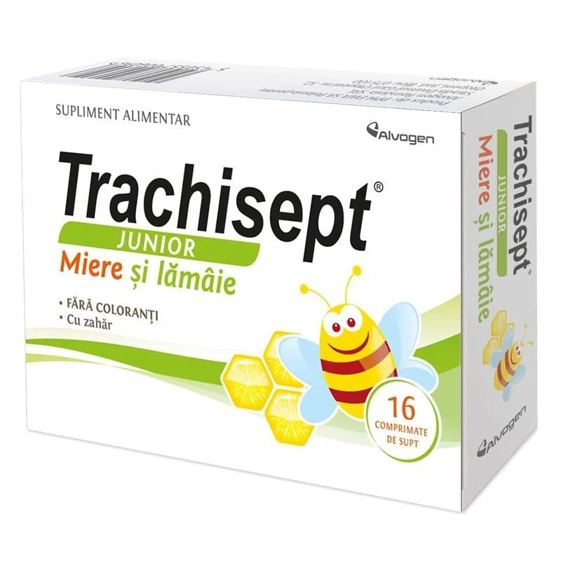 Trachisept Junior Miere Și Lămâie, 16 Comprimate