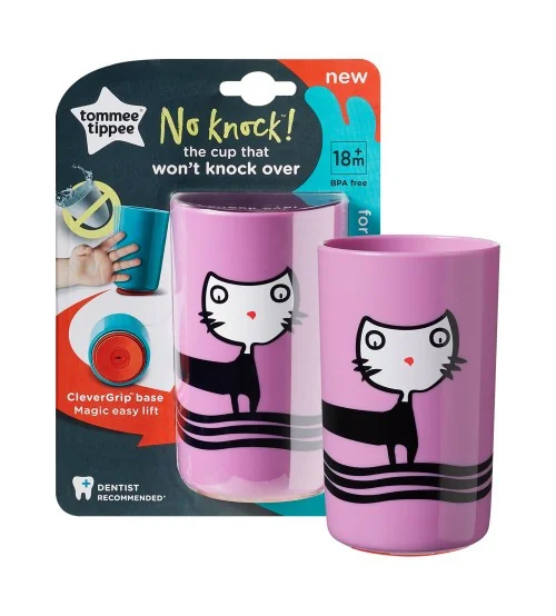 Tommee Tippee Cana No Knock Large 300 Ml, 12Luni+, Pisicuta Roz
