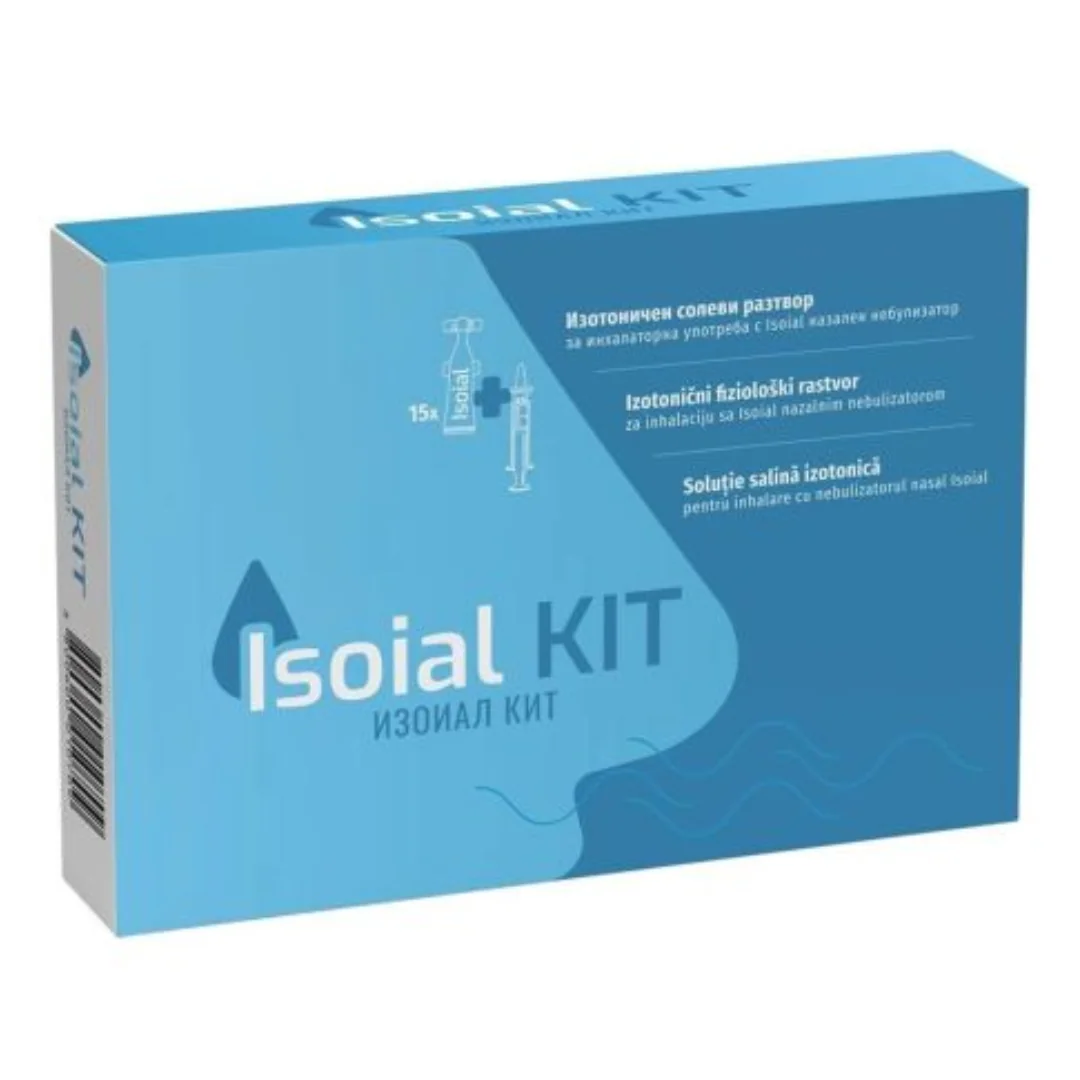 Kit Soluție Salină Pentru Nas Infundat + Nebulizator Nazal, 15 Flacoane*5 Ml, Isoial