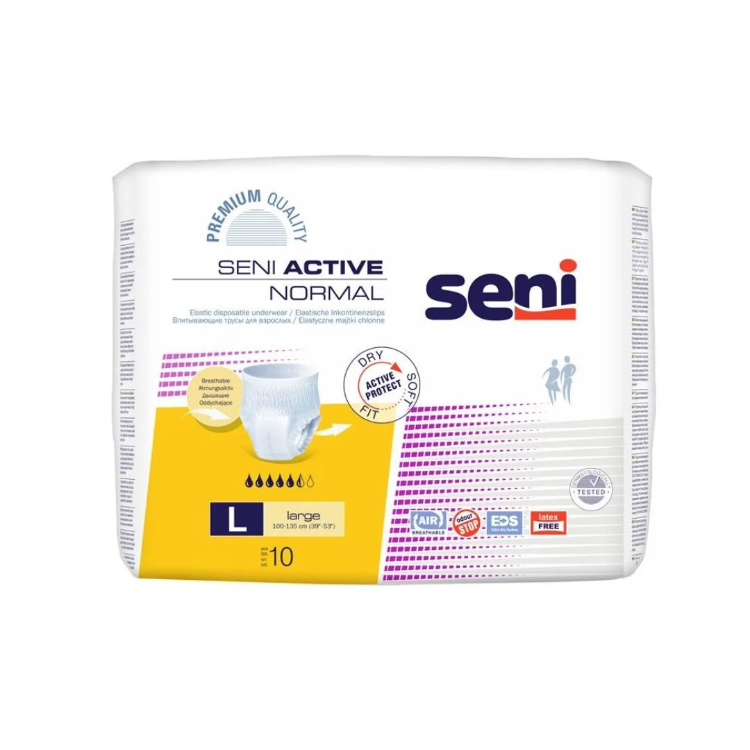 Chilot Elastic Absorbant Active Normal, Large, 10 Bucăți, Seni