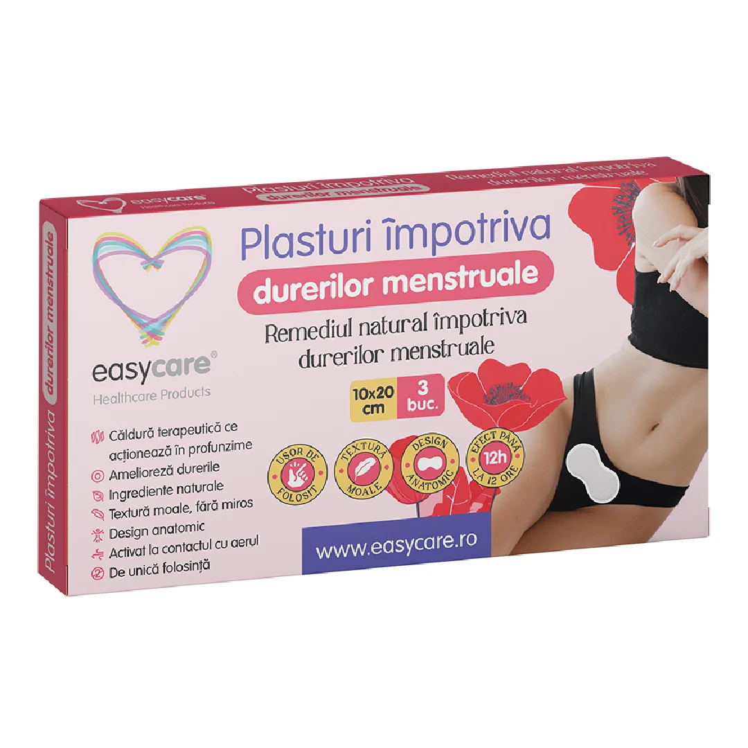 Plasturi Împotriva Durerilor Menstruale, 10*20 Cm, 3 Bucăți, Easycare