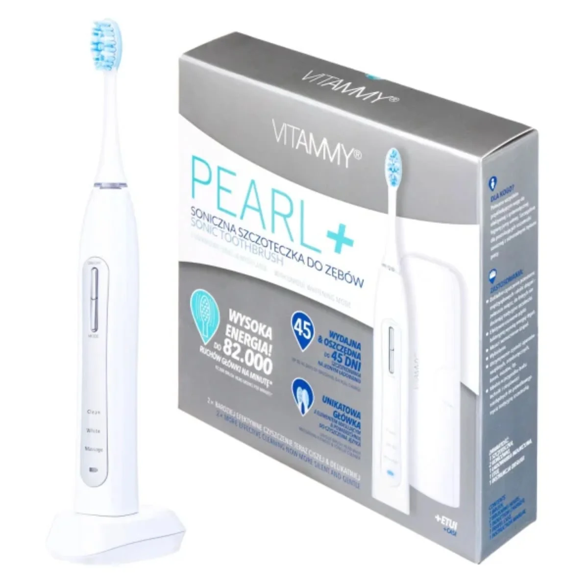 Periuta De Dinti Electrica Vitammy Pearl+, Alb/Negru - Alb