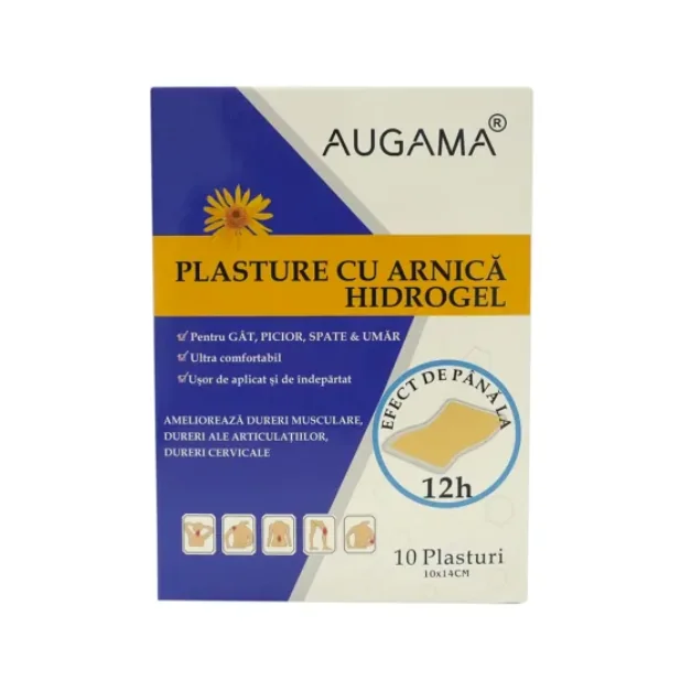 Plasturi Cu Arnica Si Hidrogel, 10*14 Cm, 10 Bucati, Augama