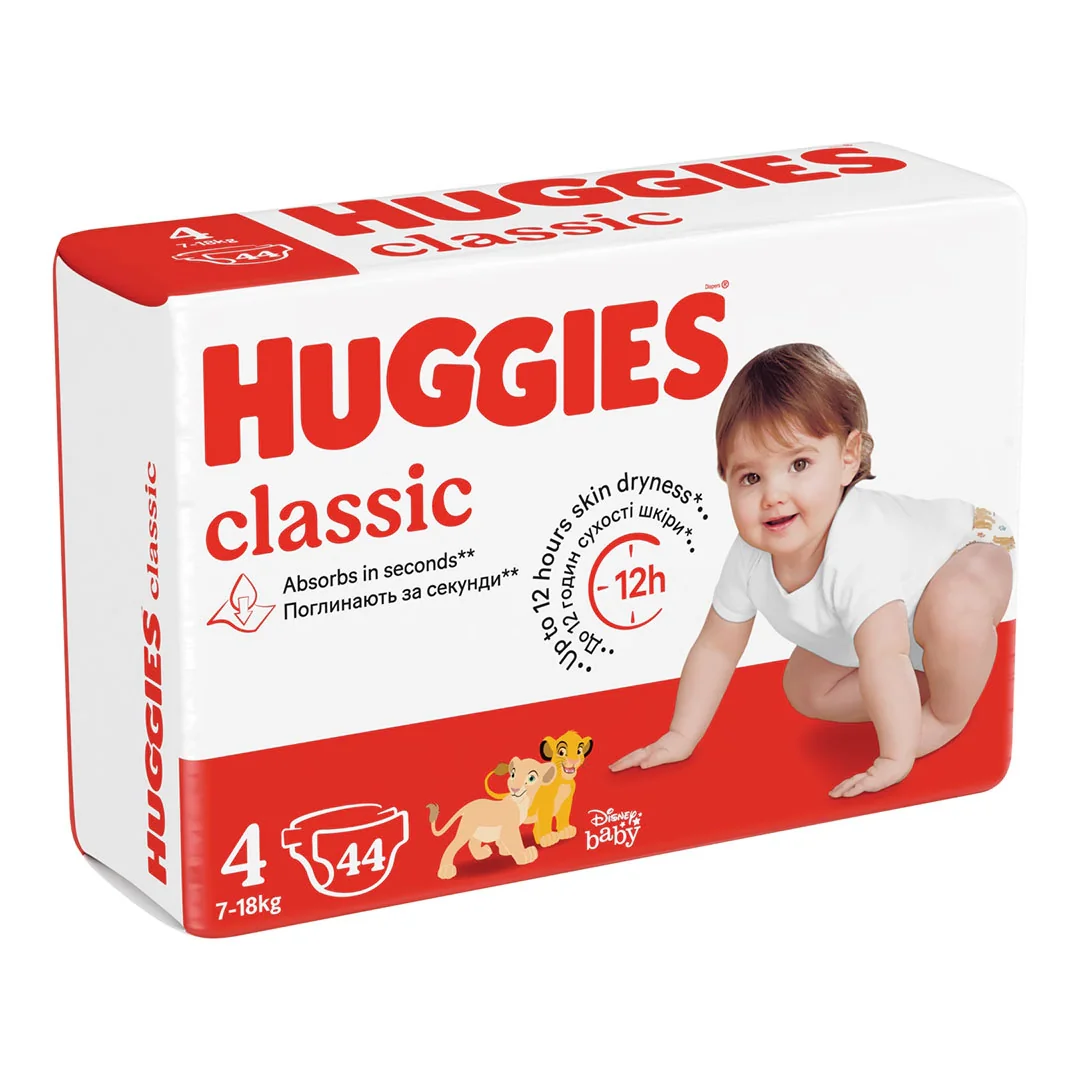 Scutece Classic Jumbo, Nr. 4, 17-18 Kg, 44 Bucăți, Huggies