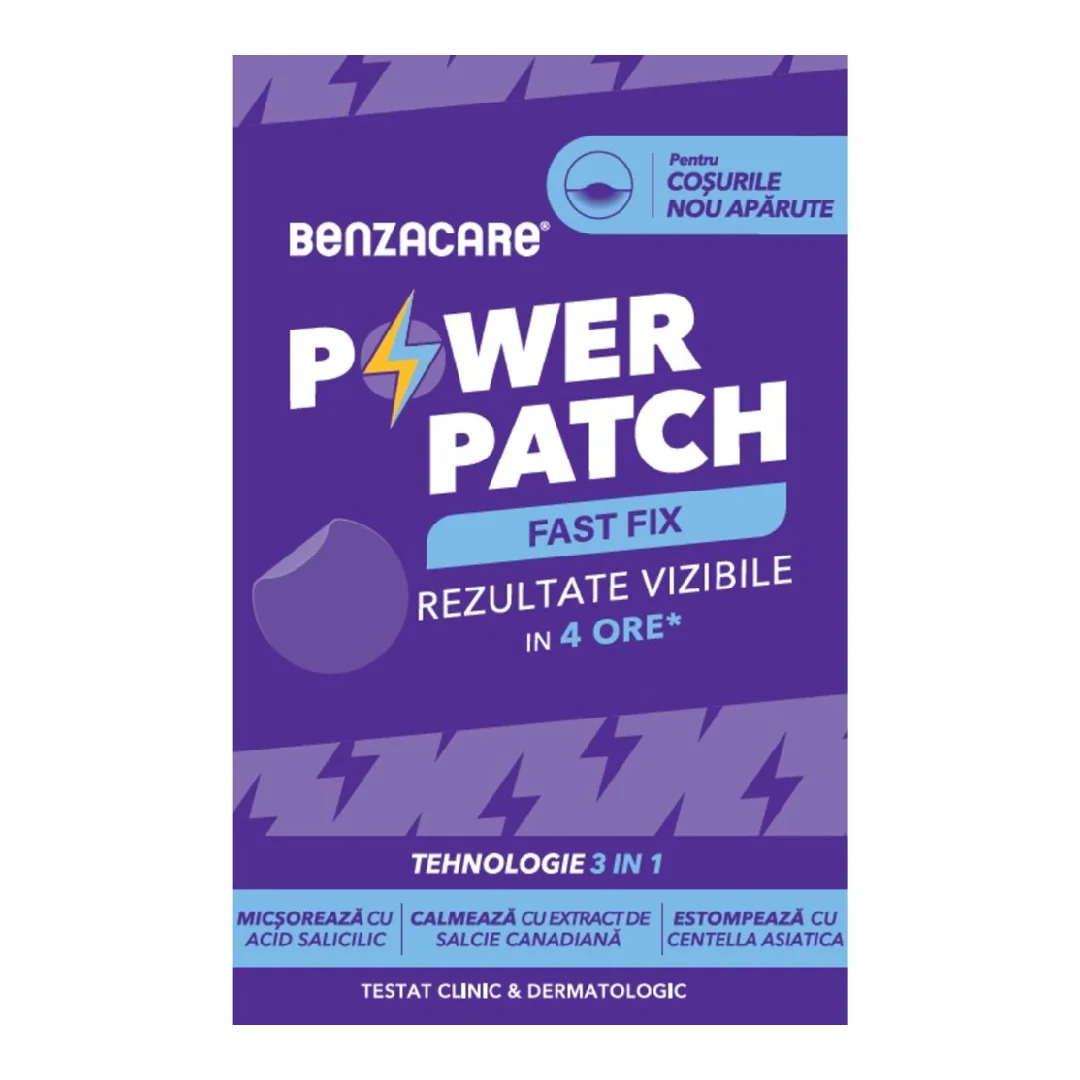 Plasturi Anti Acnee Power Patch Fast Fix, 36 Bucăți, Benzacare