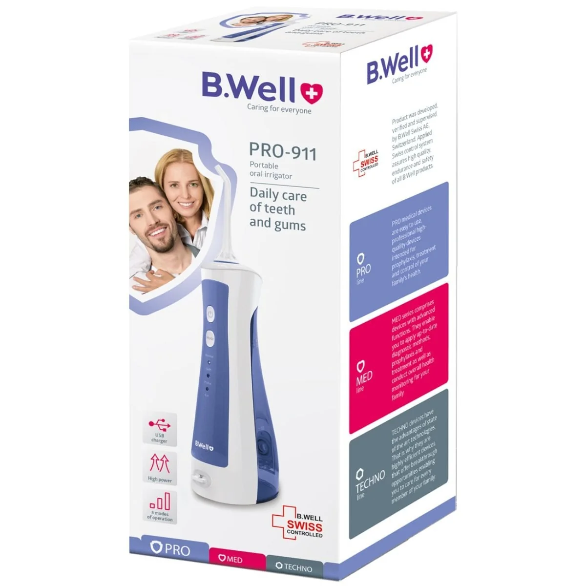 Irigator Oral Reincarcabil Cu 2 Capete Si Cablu USB, PRO-911, B.Well