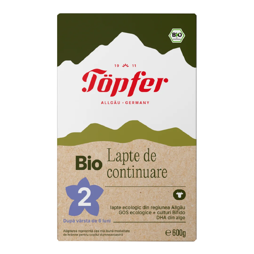 Formula Lapte De Continuare Bio 2, 6 Luni, 600 G, Topfer