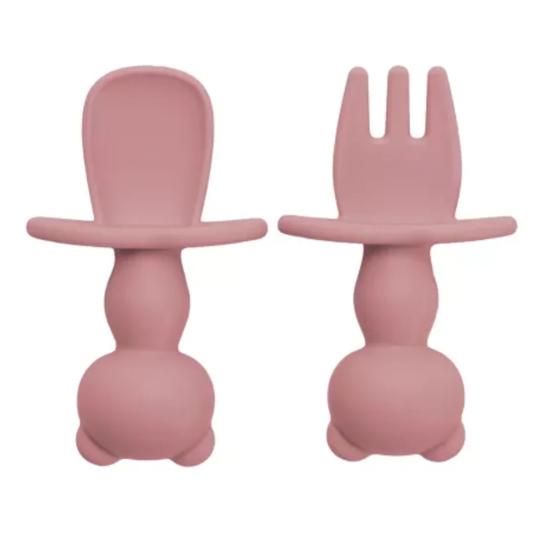 Set Tacamuri Din Silicon The Little Bear, 6 Luni+, Old Rose, Appekids