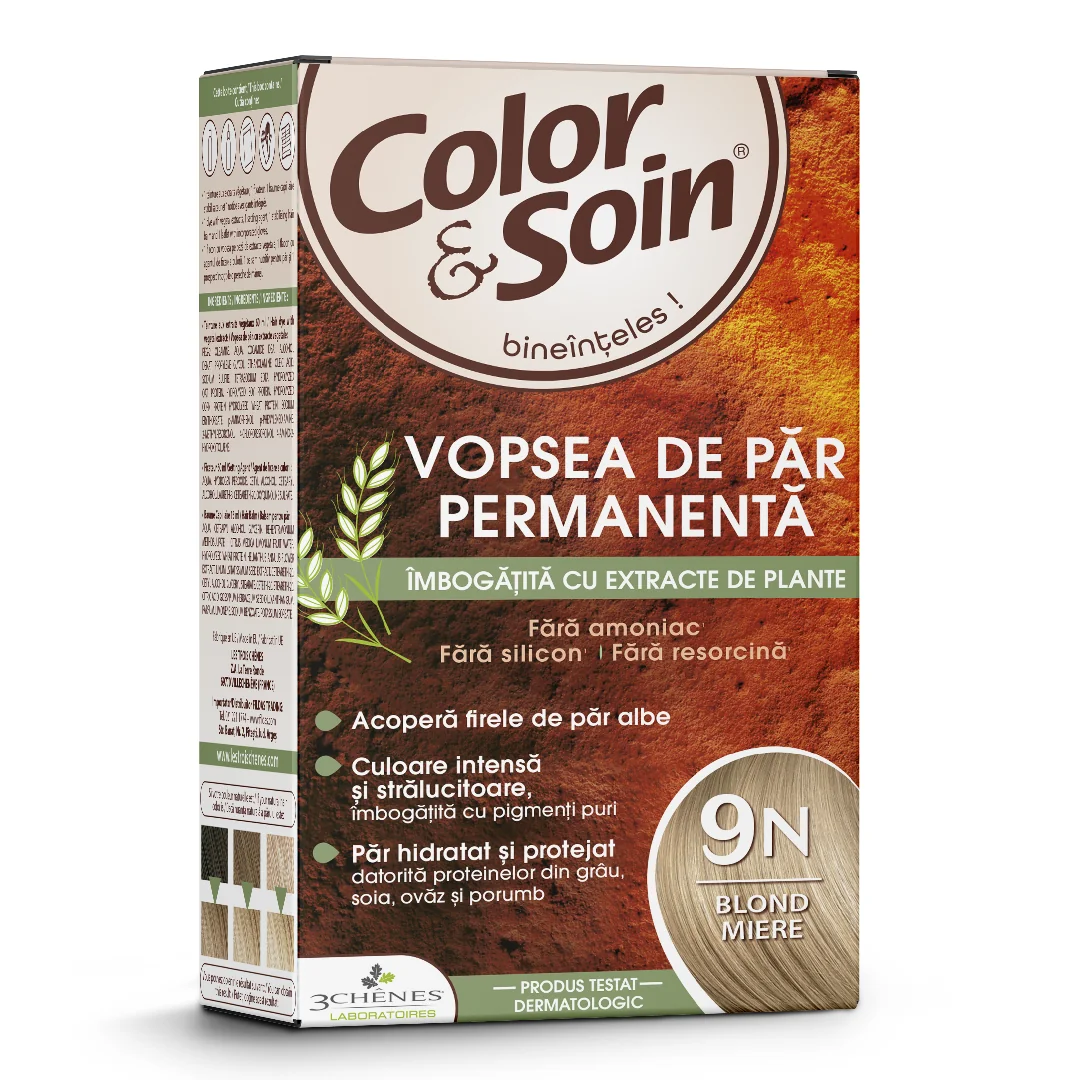 Vopsea De Par Fără Amoniac, Fără Silicon, Blond Miere, 9N, Color&Soin