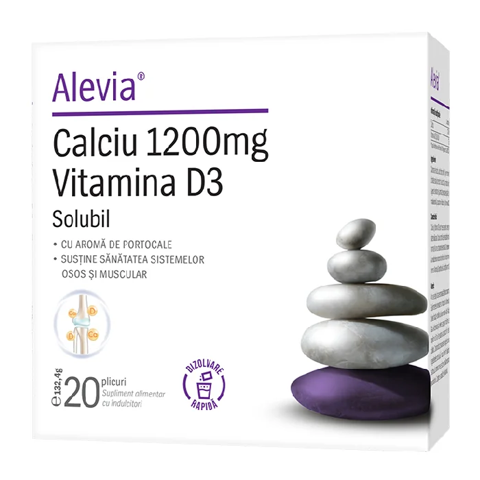 Calciu 1200mg Vitamina D3, 20 Plicuri, Alevia