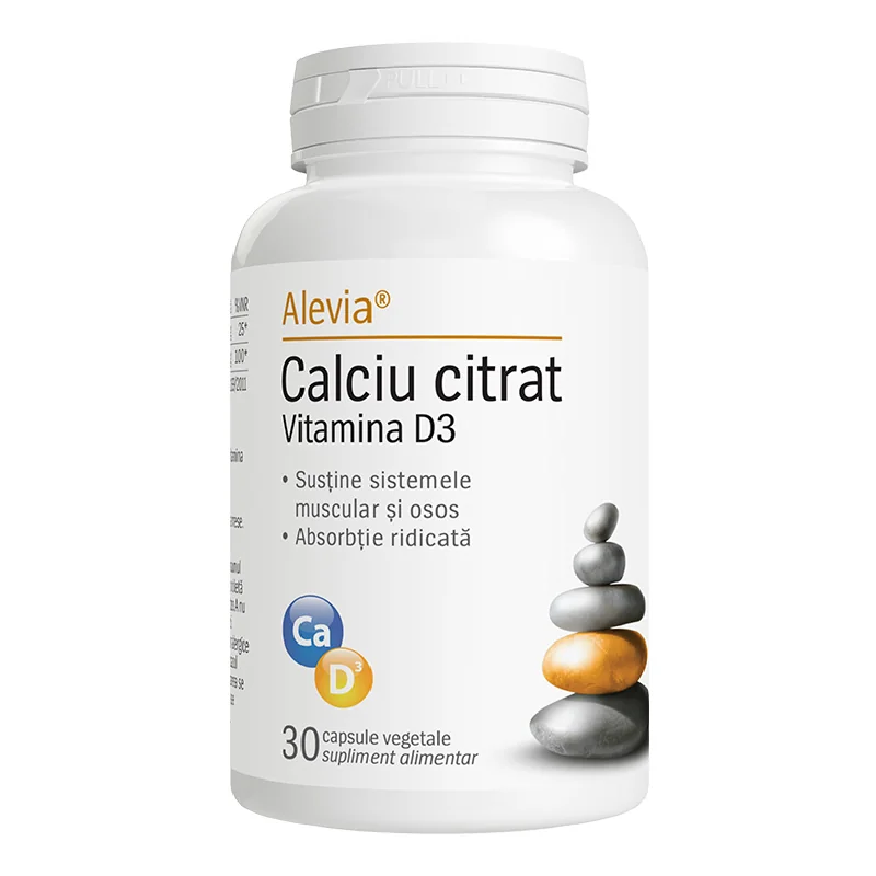 Calciu Citrat Vitamina D3, 30 Capsule, Alevia