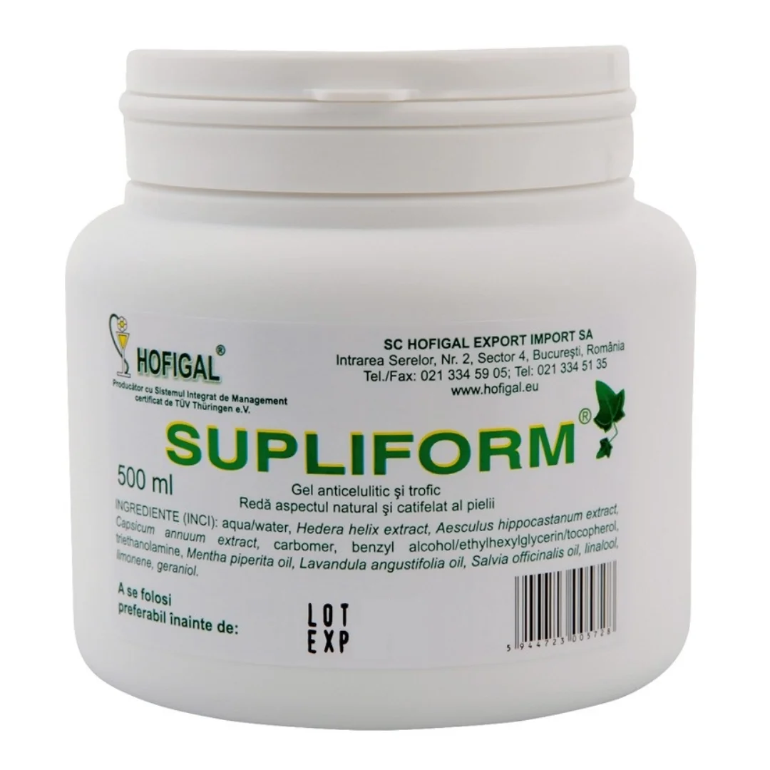 Gel Anticelulitic Și Trofic Supliform, 500 Ml, Hofigal