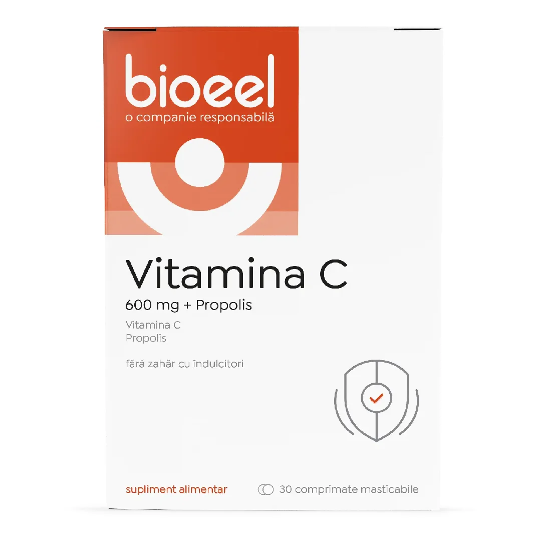 Vitamina C 600 Mg Cu Propolis, 30 30 Comprimate Masticabile, Bioeel