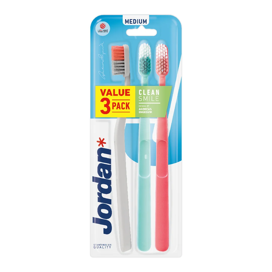 Set Periute De Dinti Pentru Adulti Clean Smile, Medium, Multicolor, 3 Bucati, Jordan