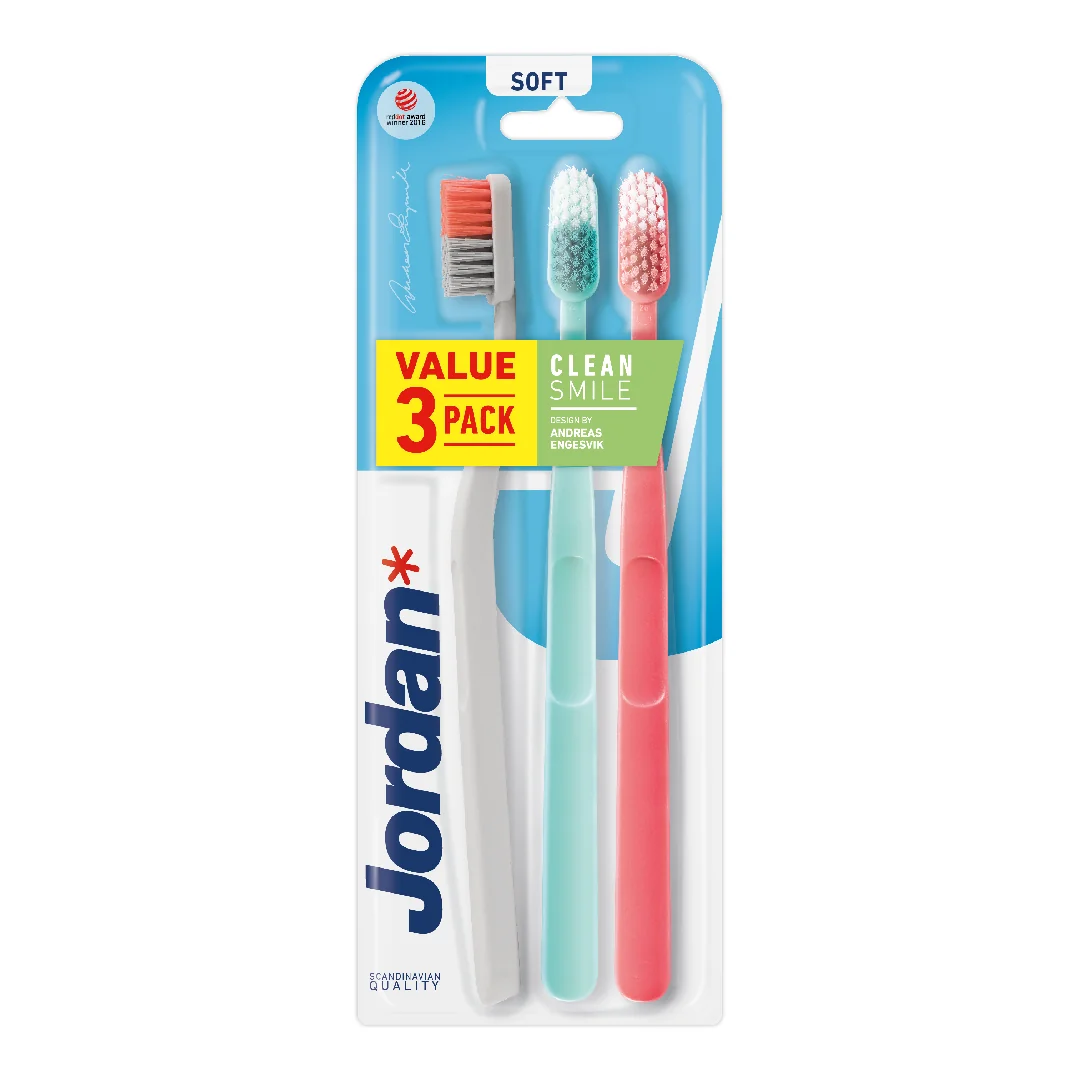 Set Periuțe De Dinti Pentru Adulti Clean Smile, Soft, Multicolor, 3 Bucati, Jordan