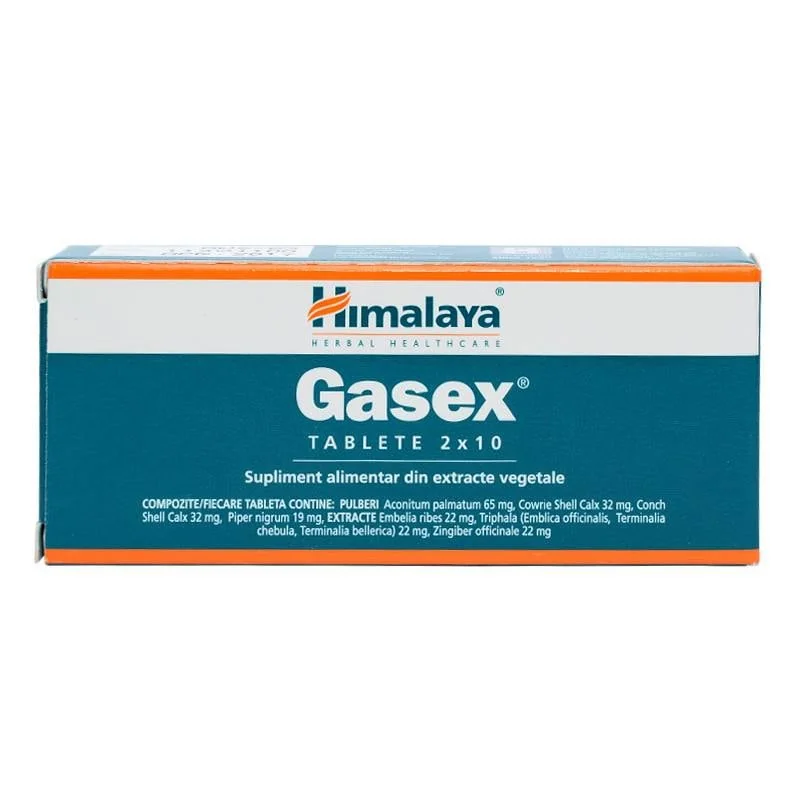 Gasex, In Caz De Disconfort Abdominal, Balonare, 20 Tablete