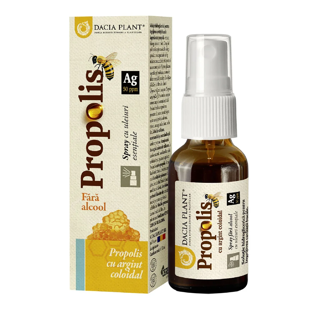 Spray Cu Propolis Si Argint Coloidal, 20 Ml, Dacia Plant