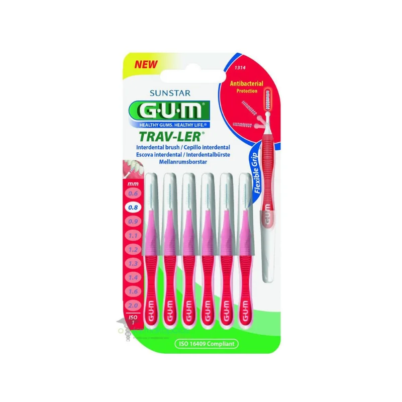 Periuțe Interdentare Trav-Ler, 0.8 Mm, 6 Bucăți, Sunstar Gum