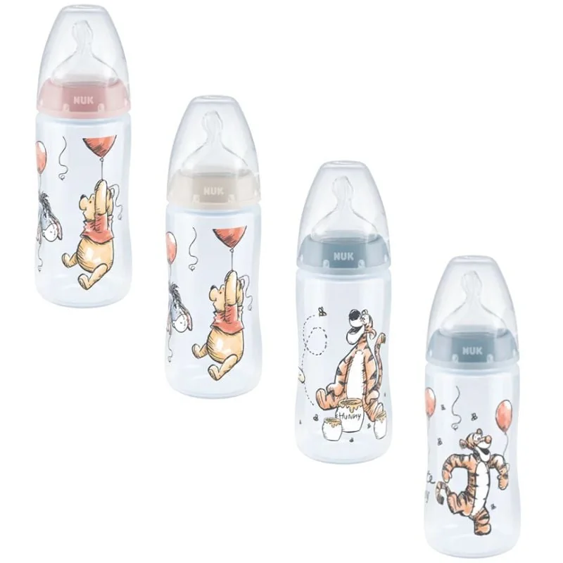 NUK First Choice Disney Biberon Controlul Temperaturii, Tetina Din Silicon (0-6 Luni), 300 Ml