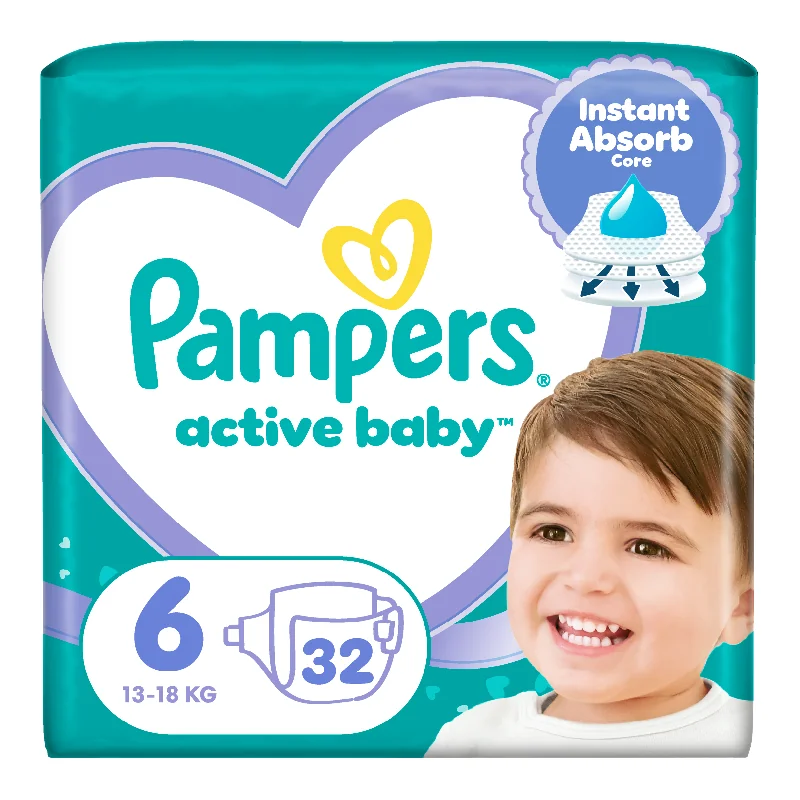 Pampers Scutece Active Baby Marimea 6, 13-18Kg, 32 Bucati