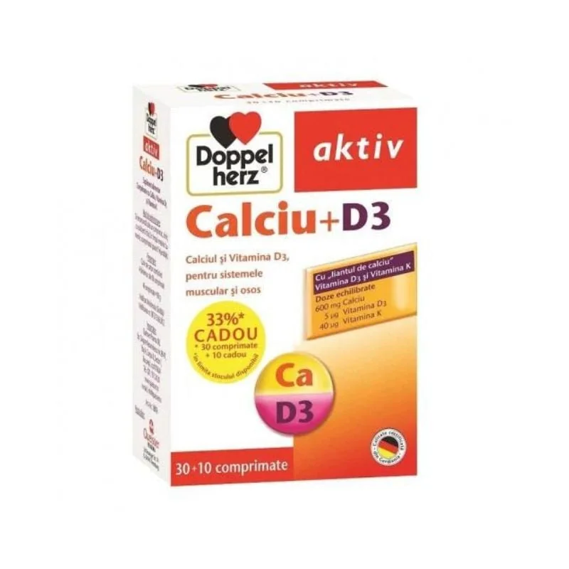 Calciu + D3, 30 + 10 Comprimate, Doppelherz