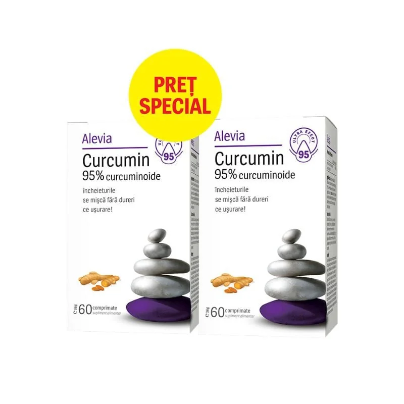 Alevia Curcumin 95% Curcuminoide, (1+1 Pret Special), 60 Comprimate