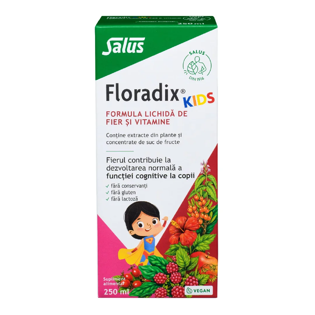 Formula Lichida De Fier Si Vitamine Floradixkids, 250 Ml, Salus