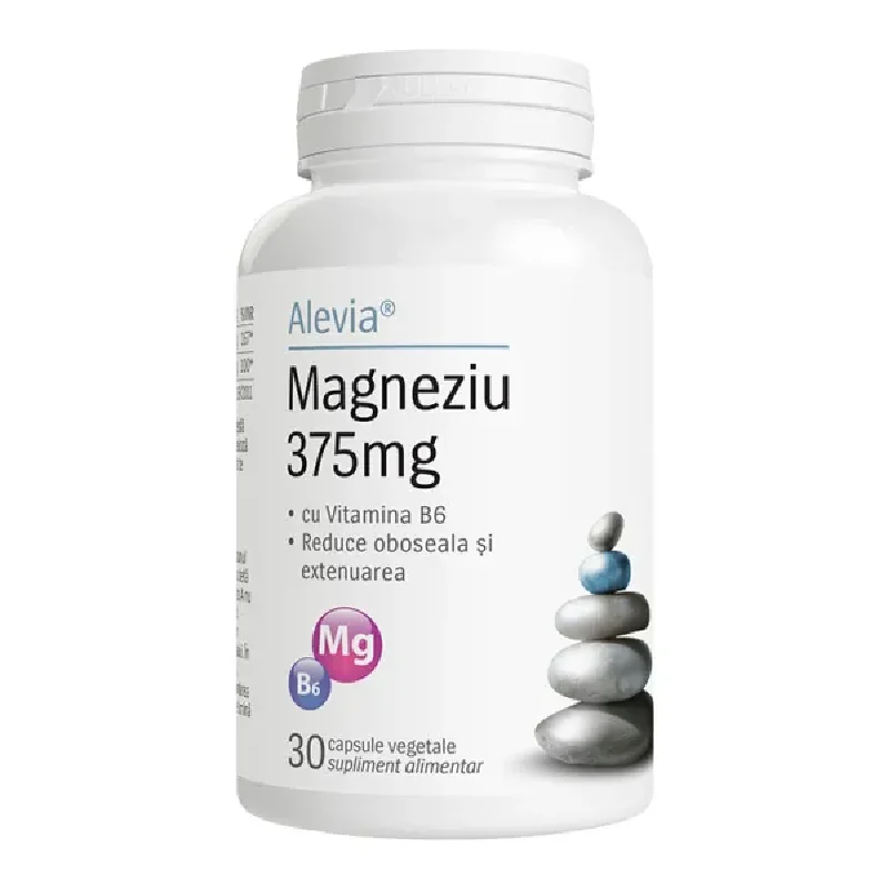 Magneziu 375mg + Vitamina B6, 30 Capsule, Alevia