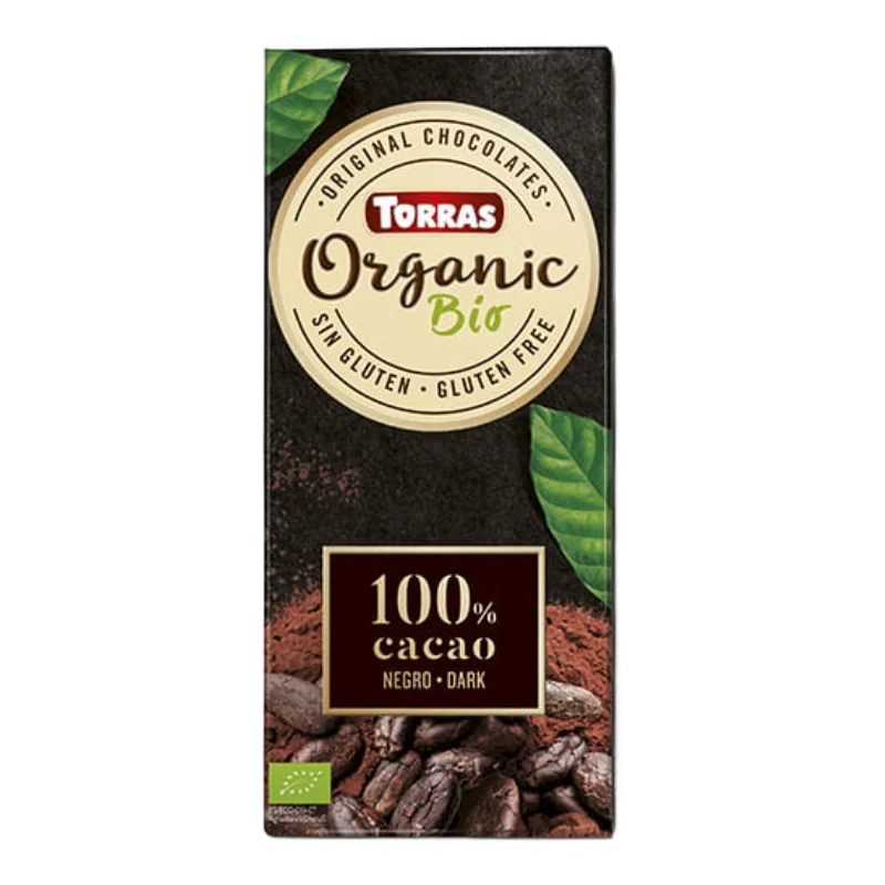Ciocolata Organic Bio Neagra 100% Cacao, 100g, Torras