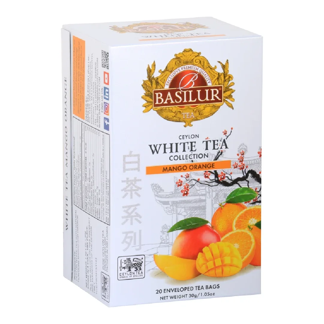 Ceai Alb, White Tea Mango Orange, 20 Plicuri, Basilur