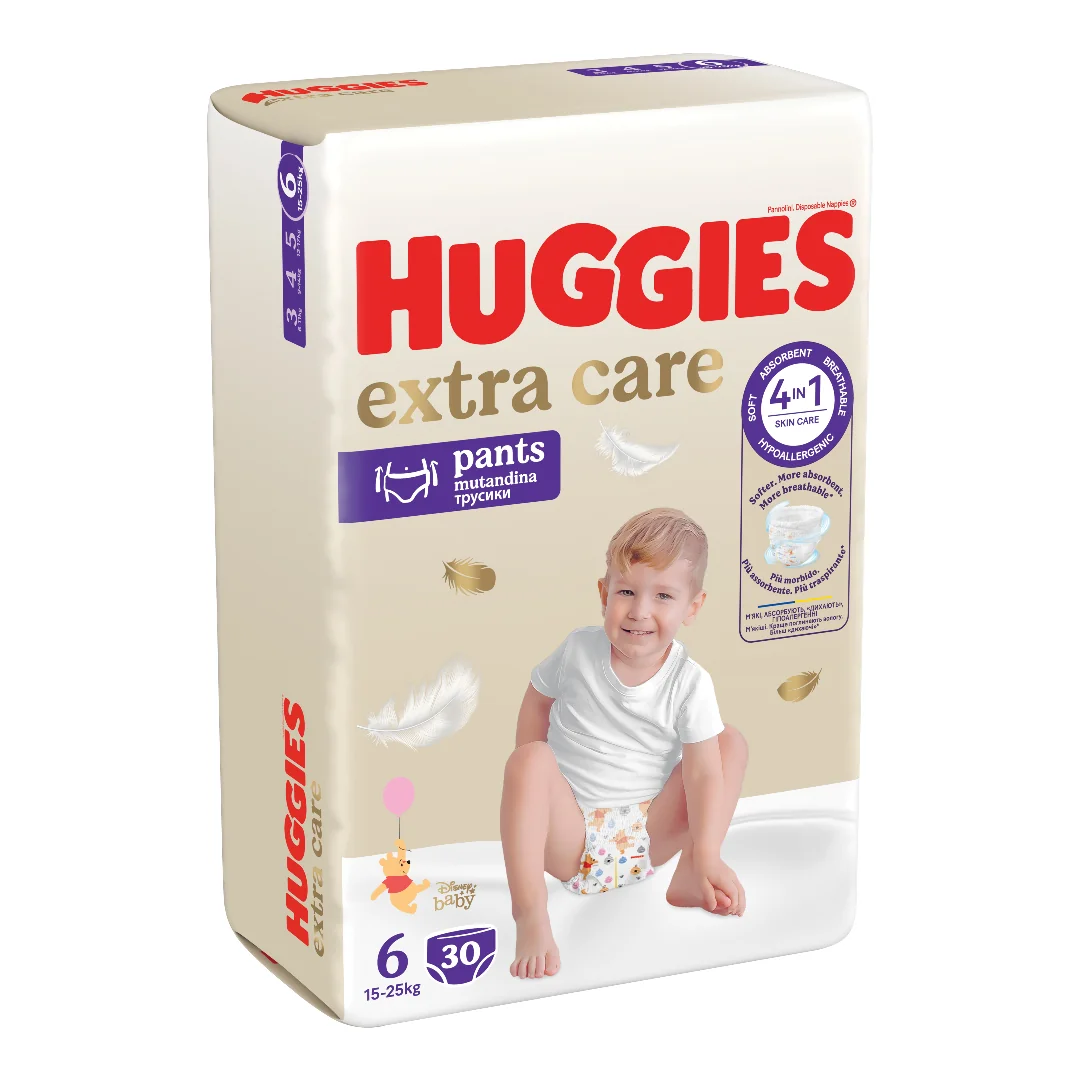 Scutece Chilotei, Extra Care Pants Mega, Nr 6, 15-25 Kg, 30 Bucăți, HUGGIES
