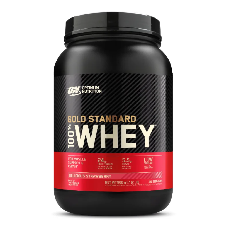 Proteine Din Zer, Pudra Proteica, On 100% Whey Gold Standard, Capsuni, 908g, Optimum Nutrition
