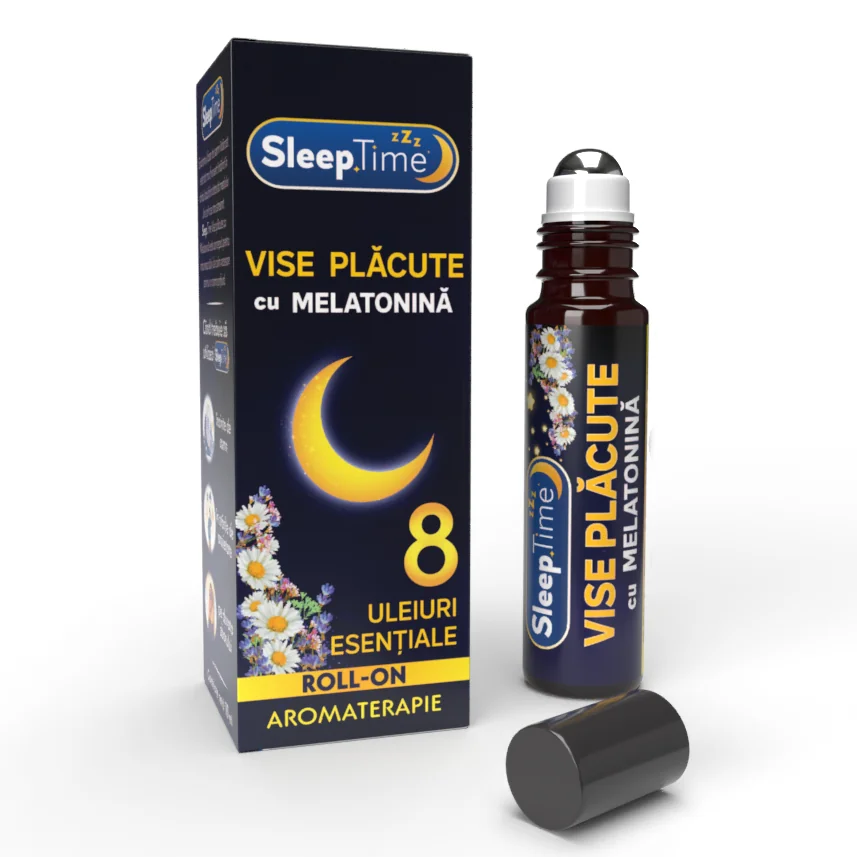Roll-On Aromaterapie SLEEPTIME Vise Plăcute Cu Melatonină, 10 Ml, Justin Pharma