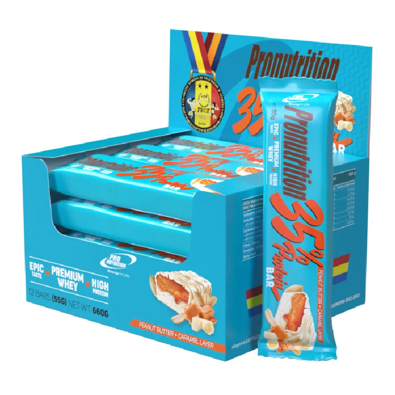 Cutie Batoane Proteice Caramel, 12 Bucati*55 G, Pro Nutrition