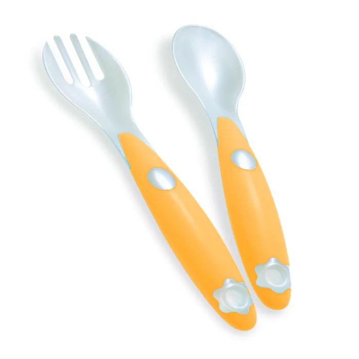 Set Tacamuri Furculita Și Lingura, Galben, Pur