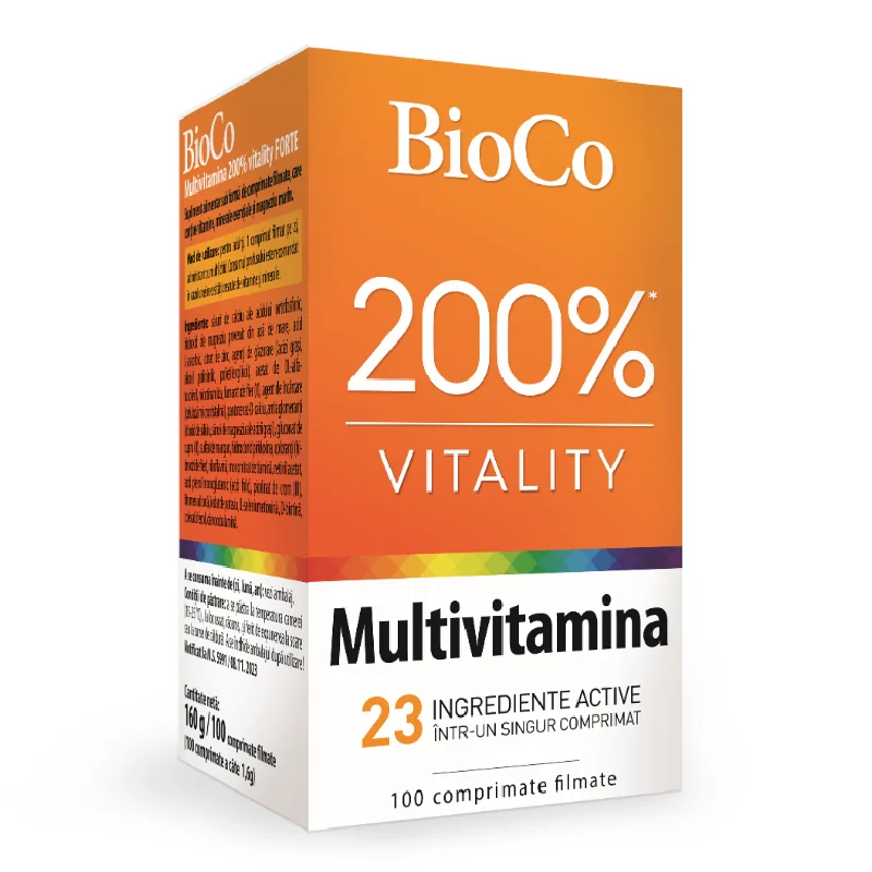 Multivitamină 200% Vitality Forte, 100 Comprimate, BioCo