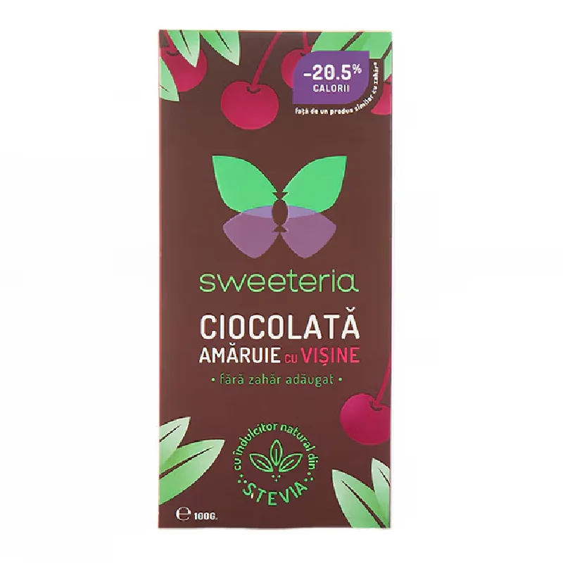 Ciocolata Amăruie Cu Visine, 100g, SWEETERIA