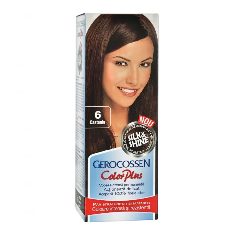 Vopsea de Par Silk & Shine, 6 Castaniu, 50ml, Gerocossen