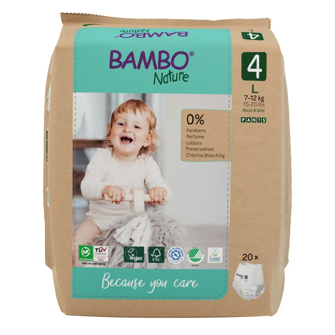 Scutece Chilotei Eco Pants Nr.4, 7-12Kg, 20 Bucăți, Bambo Nature