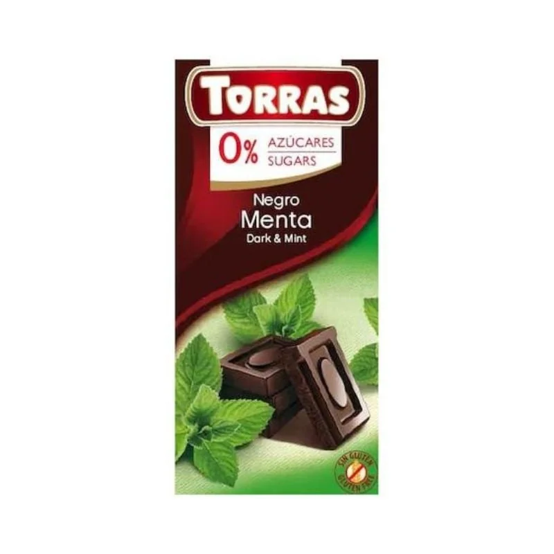 TORRAS Ciocolata Neagra Cu Menta Fara Zahăr Si Gluten, 75g