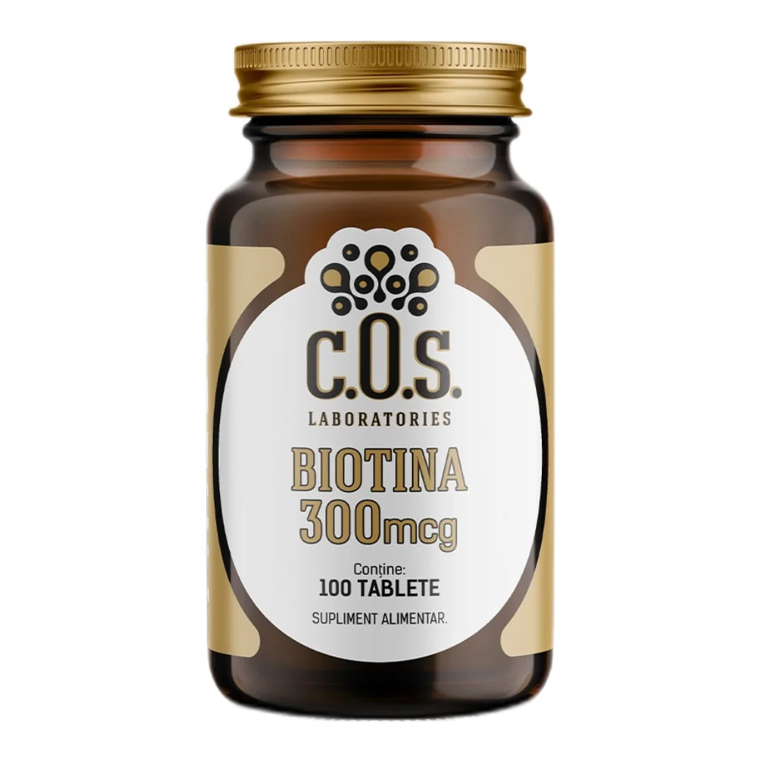 Biotina, Vitamina B7 300 Mcg, 100 Tablete, COS Laboratories