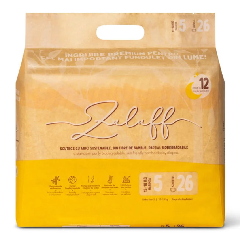 Scutece Din Bambus, Marimea 5, 13-18 Kg, 26 Bucati, Zuluff