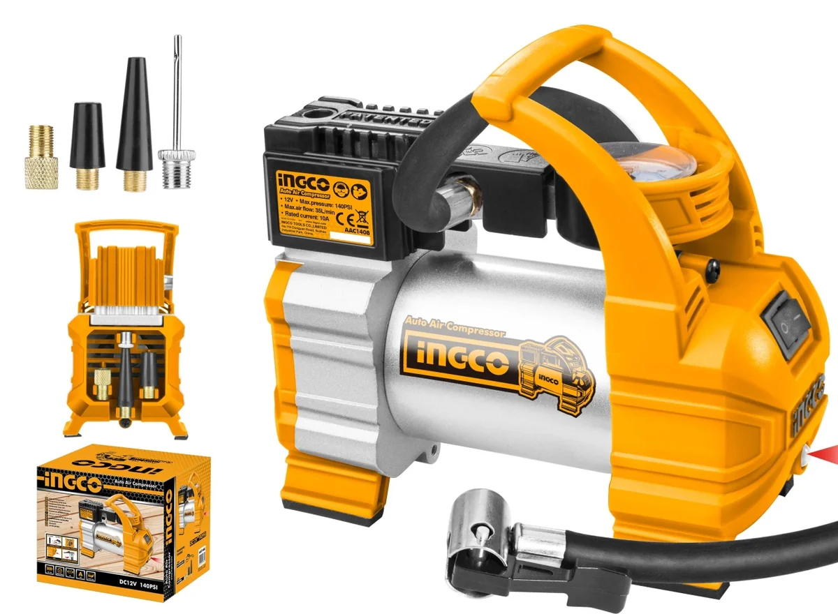 Compresor aer Auto 12V cu 1 Cilindru, 10 bar, Ingco AAC1408