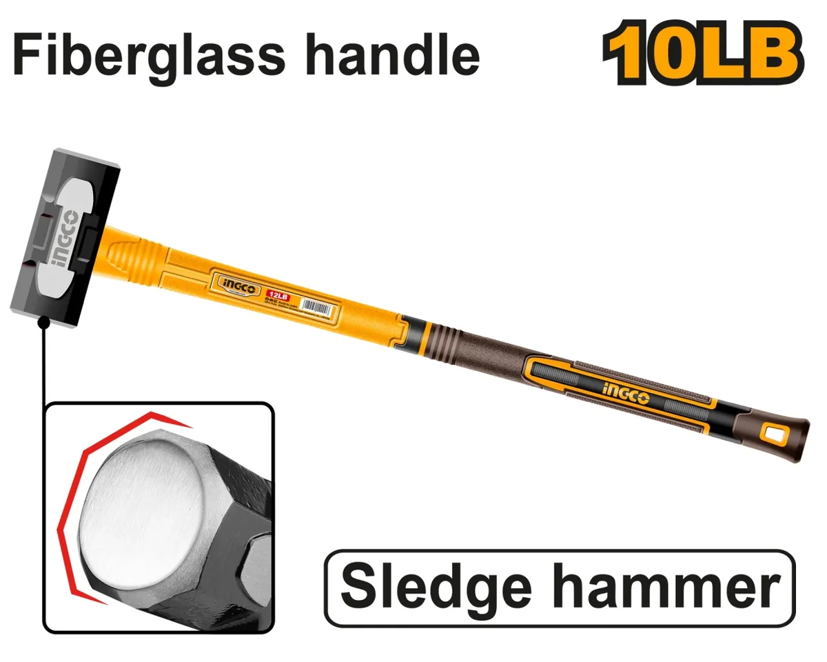 Baros 4.5kg Maner de Fibra HSM81498 – baros profesional cu cap otel carbon forjat si maner fibra de sticla rezistent