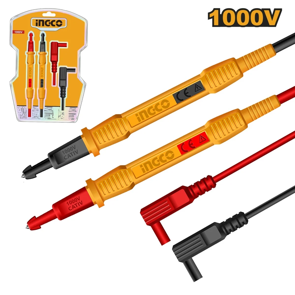 Set Cabluri Testare HTL31001 – CAT III 1000V, Lungime 100 cm, Sonde 150 mm, Compatibile Multimetre si Clampmetre Profesionale
