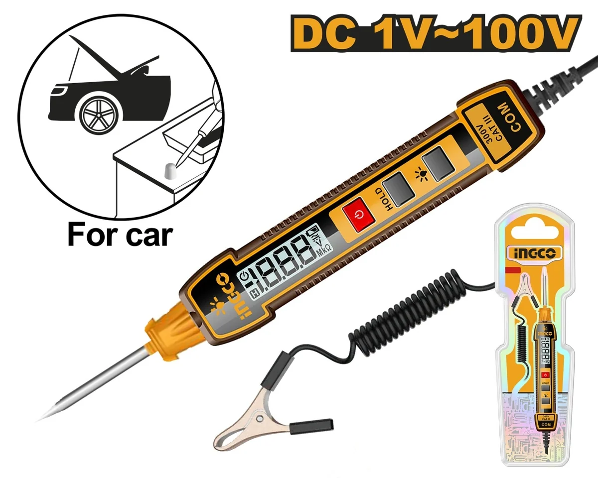 Surubelnita Control Ecran Digital HSDT41001 – 1-100V DC, Afisaj Digital, Backlight, Lanterna LED, Cablu 2700 mm