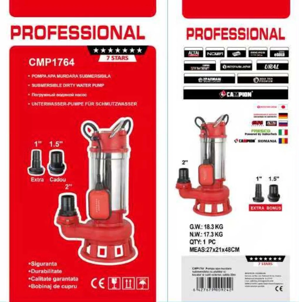 Pompa apa murdara submersibila cu plutitor si tocator CMP1764 V3500T – 3500W, debit mare, racord 2", set complet