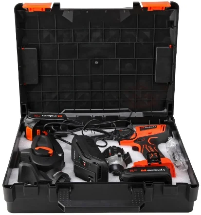 Masina de insurubat multifunctionala MT20 brushless 20V 2 acumulatori 2Ah 3 capete mandrina 13 mm impact 200 Nm mini ferastrau 100 mm EvoTools 682373